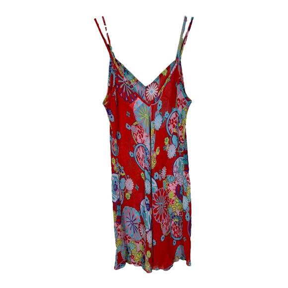 Josie Natori Nightgown Chemise Robe Two Piece Set Small Red Asian Floral Velvet - Picture 5 of 8